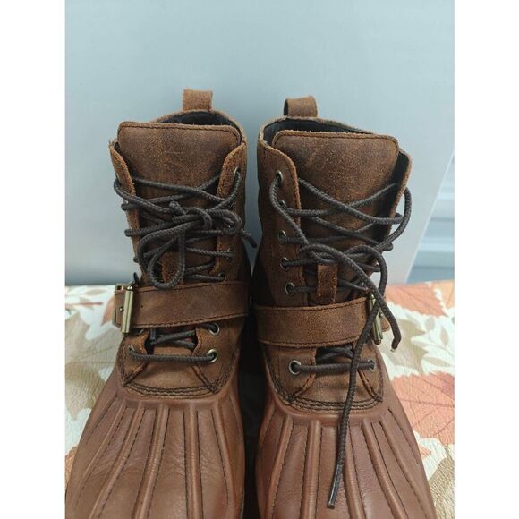 Polo Ralph Lauren Men's Boots Oslo High Waterproof Winter Snow Leather Brown - Picture 4 of 9